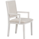 5-Piece Dining Table Set, Two-Size Round To Oval Extendable Butterfly Leaf Wood Dining Table and 4 Upholstered Dining Chairs with Armrests (Brown+White)