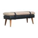 Boucle x Leather Upholstered Bench, Nordic Legs