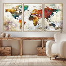 Watercolor World Map Canvas Print – Framed Wall Art for by MyGreatCanvas | Canvas Wall Art Prints | Photo Prints & Wall Decor