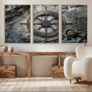 Ship Steering Wheel Vintage Wall Art Canvas Print