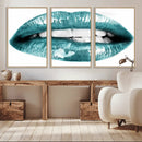 Blue Lips Wall Art Canvas Print