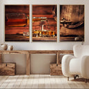 Whiskey and Cigar Canvas Wall Art | 3 Panel Bar Room Decor by MyGreatCanvas | Canvas Wall Art Prints | Photo Prints & Wall Decor