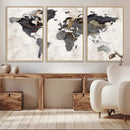 Abstract Map Printing - Modern World Map Canvas Wall Art for