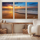 Sunset and Beach at Night Wall Art Canvas Print