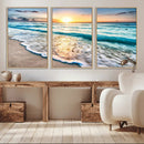 Sunset Beach Waves Canvas Wall Art – 5-Panel Ocean Sunset by MyGreatCanvas | Canvas Wall Art Prints | Photo Prints & Wall Decor