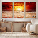 Red Sunset Ocean Beach Canvas Wall Art Beach Canvas, Coastal by MyGreatCanvas | Canvas Wall Art Prints | Photo Prints & Wall Decor