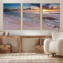 Sea Ocean Sunset Beach Wall Art Canvas Print