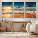 Golden Sunset Beach Triptych Canvas Art, Giclee Coastal Wall by MyGreatCanvas | Canvas Wall Art Prints | Photo Prints & Wall Decor