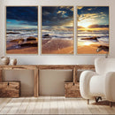 Golden Hour Beach Sunset Canvas Triptych, Ocean Waves and by MyGreatCanvas | Canvas Wall Art Prints | Photo Prints & Wall Decor