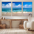 Tropical Beach 3-Panel Canvas Wall Art – Serene Ocean Waves