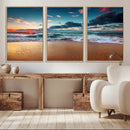Sunset Ocean Beach Wall Art – Giclee Canvas Print, Coastal
