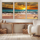 Golden Sunset Beach Canvas Wall Art – Triptych Seascape by MyGreatCanvas | Canvas Wall Art Prints | Photo Prints & Wall Decor