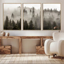 Foggy Mountain Wall Art | 3-Panel Foggy Forest and Mountain