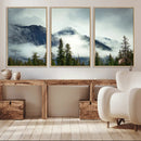 Mountain Mist Canvas Wall Art Print | 3-Panel Foggy Forest