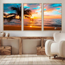 Palm Tree Sunset On The Beach Wall Art Canvas, Framed Palm by MyGreatCanvas | Canvas Wall Art Prints | Photo Prints & Wall Decor