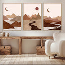 Boho Wall Art Canvas Print Set Mid-Century Prints Bohemian