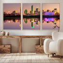 Colorful Dallas City Lights Night Skyline Wall Art Print