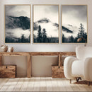 Forest Mountain Print - Black and White Canvas Wall Art with
