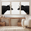 Spanish Bull Art - Framed Black and White Bull Canvas Print