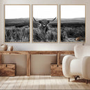 Black and White Highland Cow Canvas Wall Art, Longhorn by MyGreatCanvas | Canvas Wall Art Prints | Photo Prints & Wall Decor