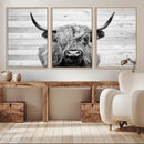 Scottish Highland Cow Cattle Art Print on Wood Background by MyGreatCanvas | Canvas Wall Art Prints | Photo Prints & Wall Decor