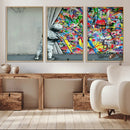 Banksy Colorful Street Graffiti Canvas Wall Art Print, by MyGreatCanvas | Canvas Wall Art Prints | Photo Prints & Wall Decor