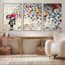 Banksy Art Butterfly Girl Explosion Canvas Art – Vibrant