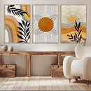 Modern Boho Sun and Leaf Abstract Art – 3-Panel Giclée by MyGreatCanvas | Canvas Wall Art Prints | Photo Prints & Wall Decor