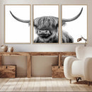 Grayscale Scottish Highland Cow Cattle Art Print Farmhouse by MyGreatCanvas | Canvas Wall Art Prints | Photo Prints & Wall Decor