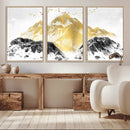 Golden Mountain Triptych Wall Art Canvas Print, Modern