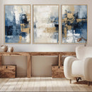 Modern Abstract Canvas Wall Art in Blue and Gold Tones |