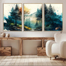Watercolor Trees Forest Abstract Wall Art Canvas Print,