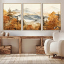 Golden Autumn Forest Wall Art Canvas | Mountain Landscape