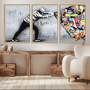 Banksy Art Behind the Curtain Street Wall Art Canvas Print |