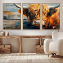 Highland Cow Abstract Canvas Wall Art – Bold Farmhouse