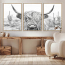 Rustic Charm | Cow Longhorn Black White Bighorn Wall Art by MyGreatCanvas | Canvas Wall Art Prints | Photo Prints & Wall Decor