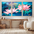 Pink Lotus Flower Canvas Wall Art | Vibrant Floral Wall by MyGreatCanvas | Canvas Wall Art Prints | Photo Prints & Wall Decor
