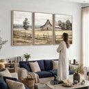 Rustic Farmhouse Barn Wall Art | 3-Panel Framed Gallery Wrap