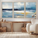 Abstract Ocean Canvas Wall Art - Coastal Blue and Gold