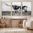 Texas Black White Highland Longhorn Cow Wall Art Canvas by MyGreatCanvas | Canvas Wall Art Prints | Photo Prints & Wall Decor