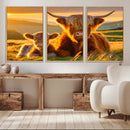Scottish Cow and Baby Cow Canvas Wall Art Animal Print
