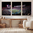 Ben Hill Griffin Stadium Night Game Triple Canvas Wall Art -