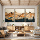 Rustic Wood Mountain Wall Art Print | Triptych Giclee Print