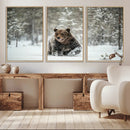 Grizzly Bear Wall Art – Framed Snowy Forest Canvas Artwork, by MyGreatCanvas | Canvas Wall Art Prints | Photo Prints & Wall Decor