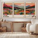 Yayoi Kusama Landscape Canvas Print, Vibrant Floral Mountain