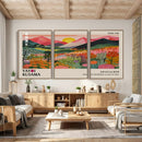 Yayoi Kusama Landscape Canvas Print, Vibrant Floral Mountain Art Print, Framed Botanical Wall Art -