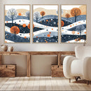 Abstract Winter Landscape Canvas Wall Art Print -  Large