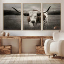 Texas Longhorn Cow Canvas Wall Art Print - Large Rustic