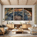 Framed Tree Ring Wall Art - Abstract Colorful Tree Ring Wall