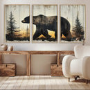 Vintage Bear Wall Art Canvas Print for Farmhouse - Mountain
